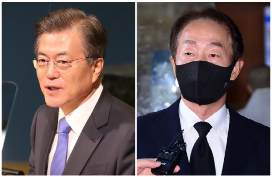 문재인 대통령(왼쪽)과 김현철 동국대학교 언론정보대학원 석좌교수. 디지털타임스 DB, 연합뉴스